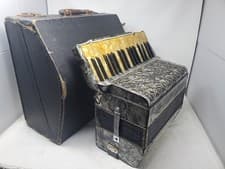 1930s? Hohner Accordion Piano Germany 85280 + Green Fur Case Mother Of Pearl