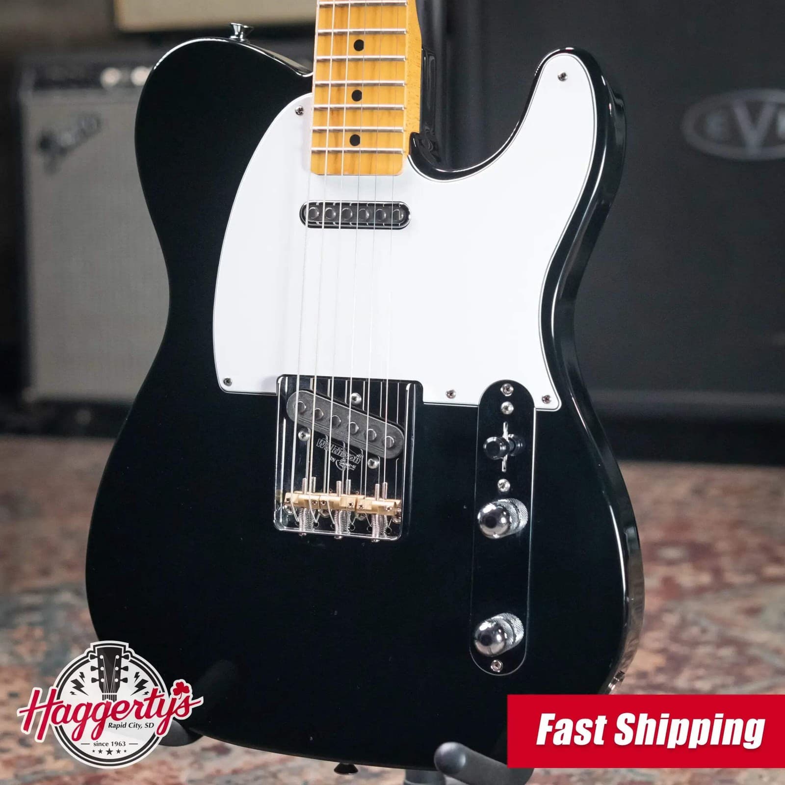 Fender Telecaster Black with MIJ Neck, Upgraded TV Jones Pickups, and Hardshell