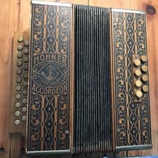 1920s Hohner Diatonic Button Accordian Black & Blond Pre-Pokerwork Germany C/F
