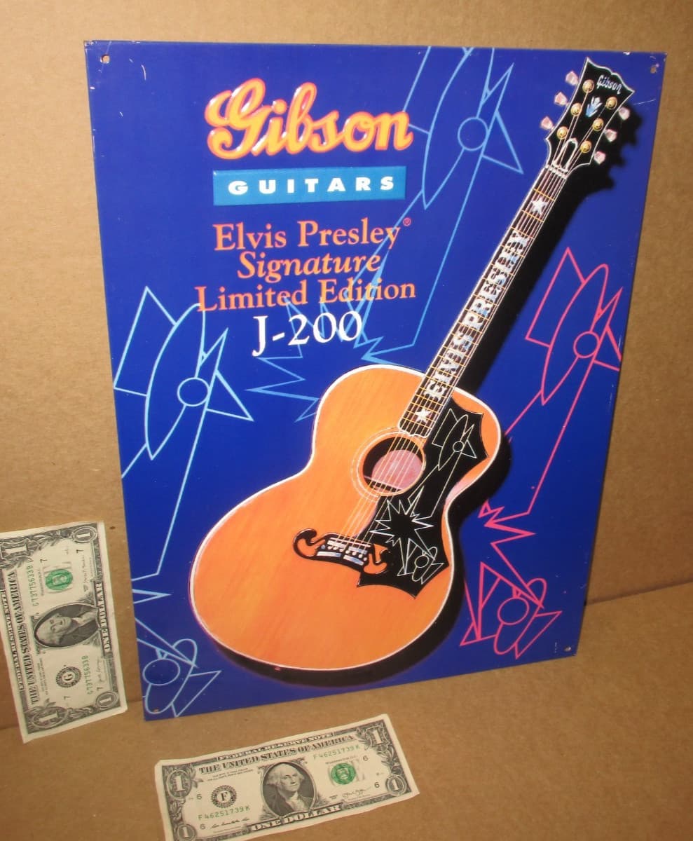 GIBSON GUITARS SIGN - Dated 1996 - Shows DETAILS of LIMITED EDITION Elvis Guitar