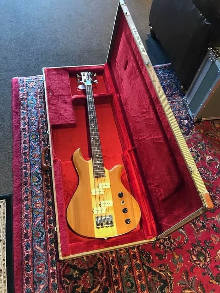 B.C. Rich (Rico) Eagle Neck Thru Bass, 80's - Natural with Tweed Case