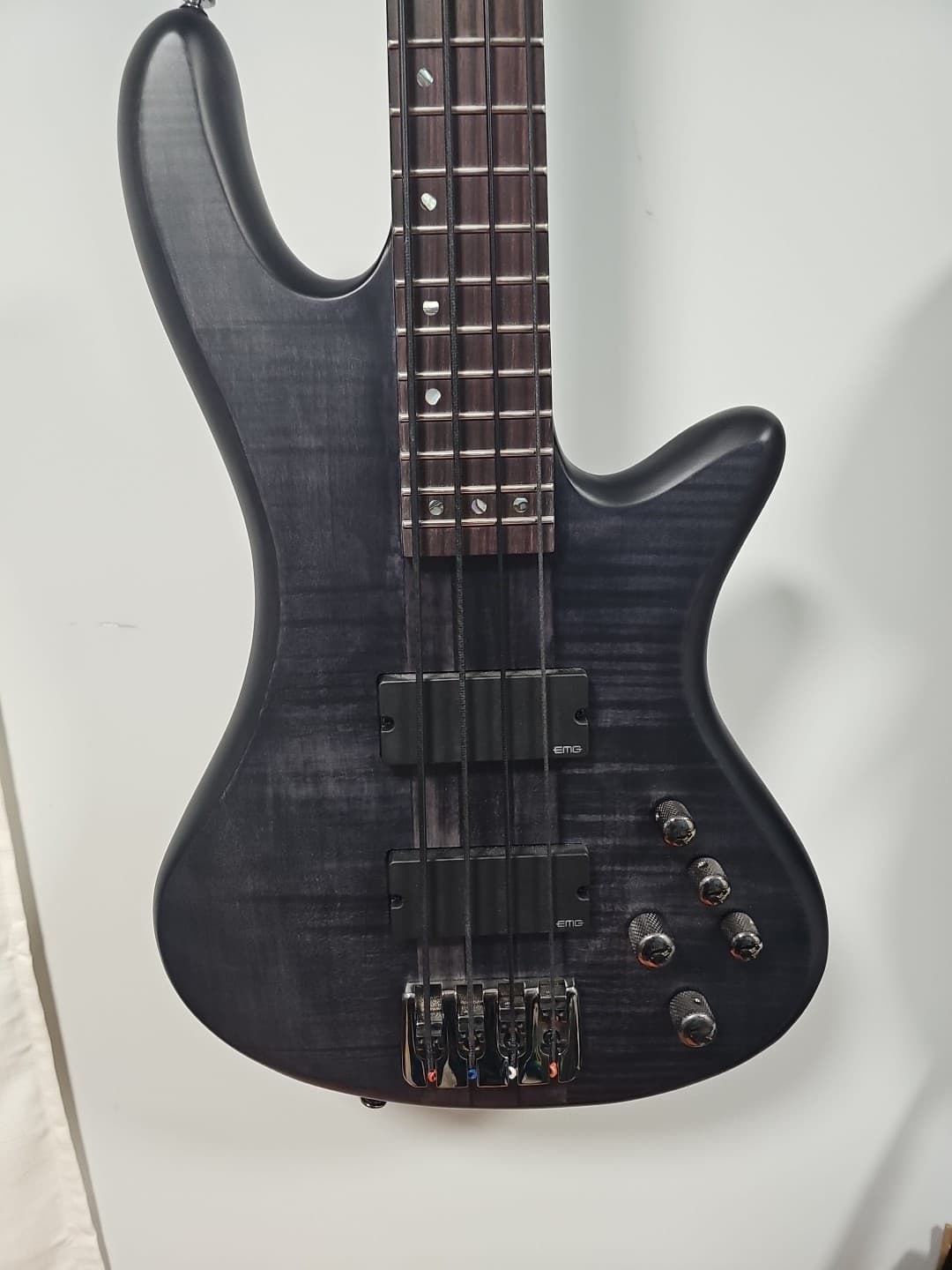 Schecter Bass Guitar Stiletto Studio 4 String Bass Satin See-Thru Black MINT