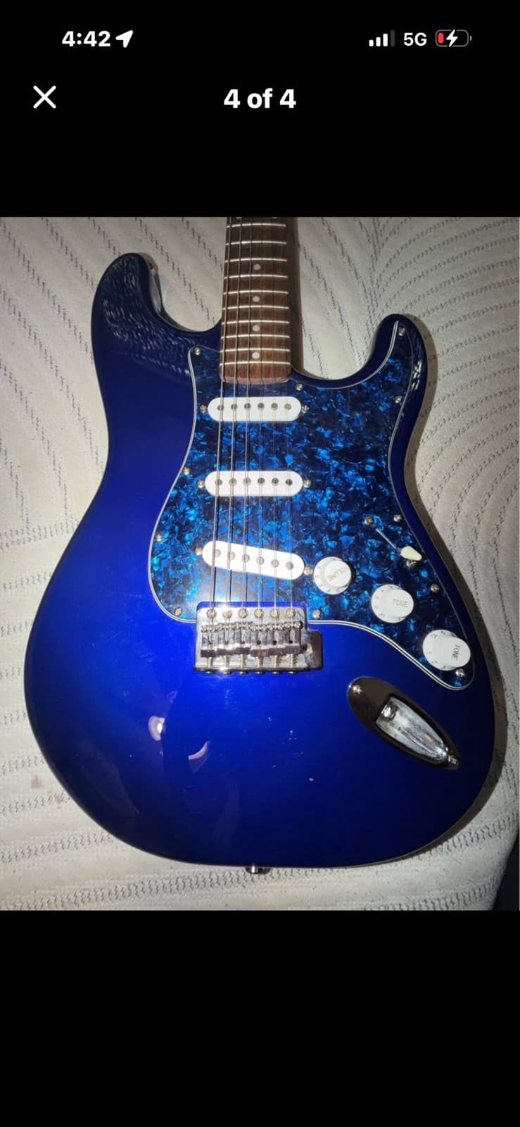 Squier Strat Electric Guitar Blue Solid Body 6 String Right-Handed Maple Neck