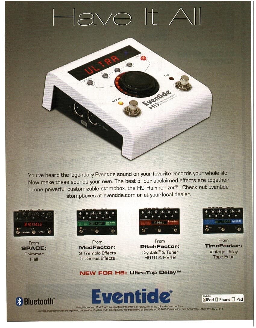 2013 EVENTIDE H9 Harmonizer Guitar Effects Pedal magazine print ad 1