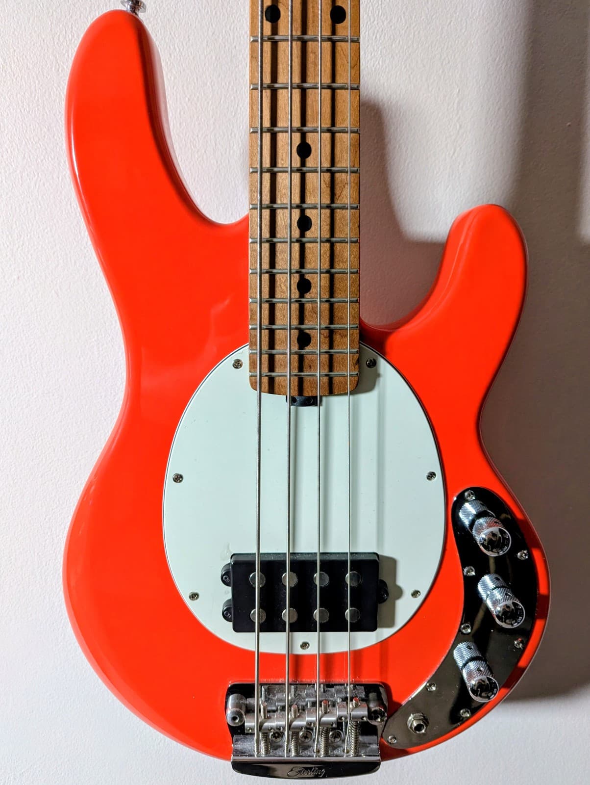 Sterling By Music Man StingRay RAYSS4 Short-Scale Bass Guitar - Fiesta Red