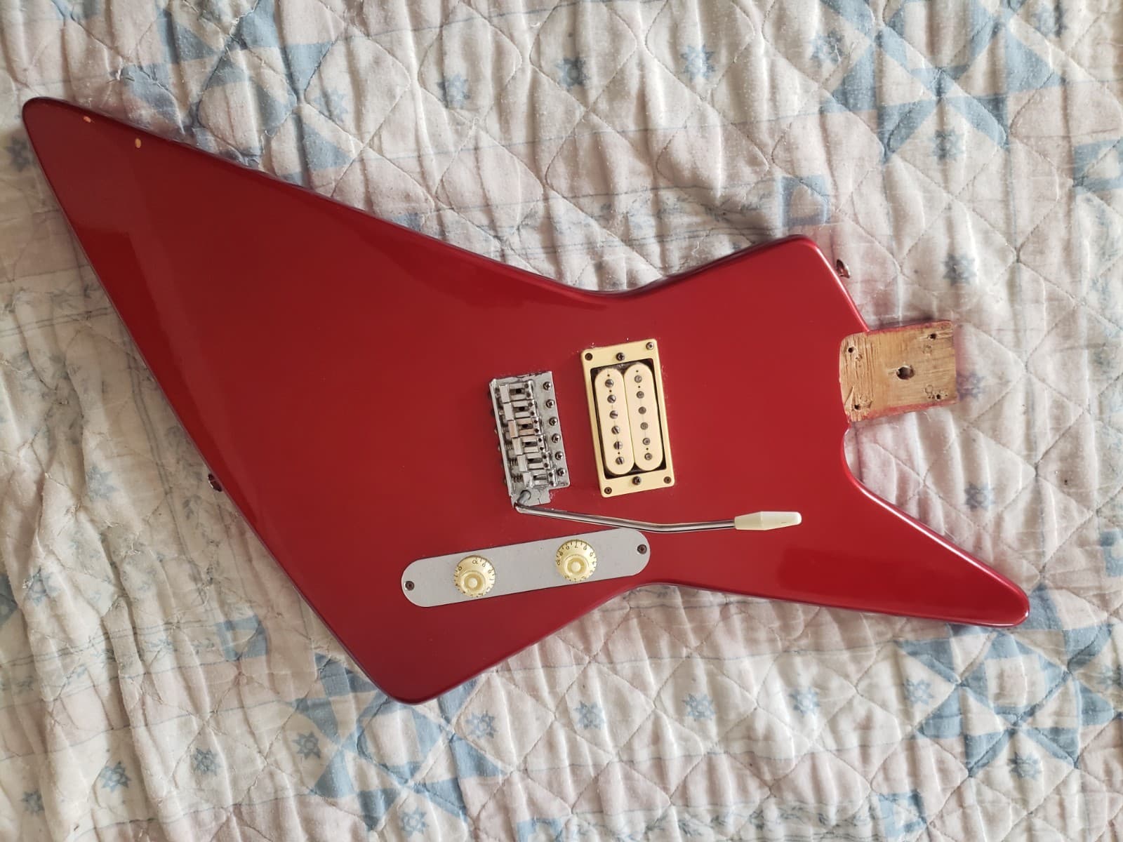 loaded vintage 1980's Hondo Explorer electric guitar body, EVH