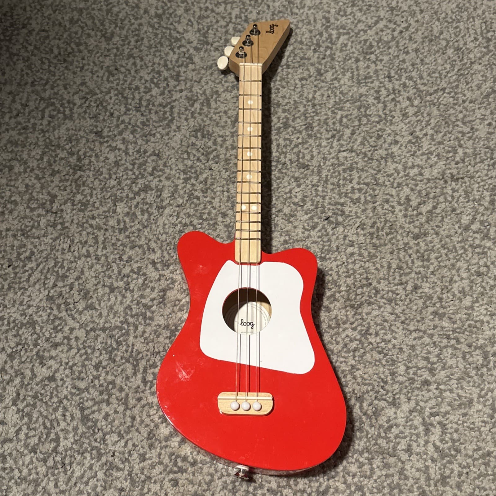 Red LOOG Mini Children's Guitar 3-String, Acoustic, No Strap, Beginner /Starter