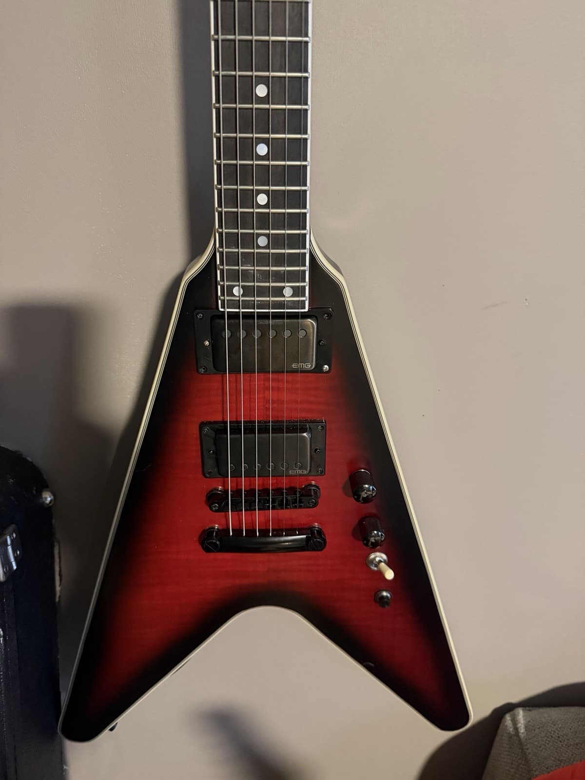 Epiphone Dave Mustaine Flying V Prophecy Flamed Aged Dark Red Burst With EMGs