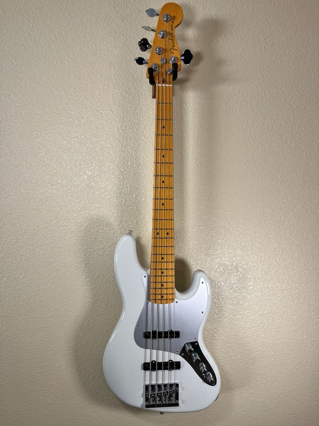 Fender American Ultra Jazz Bass V 5-String Electric Bass - Arctic Pearl