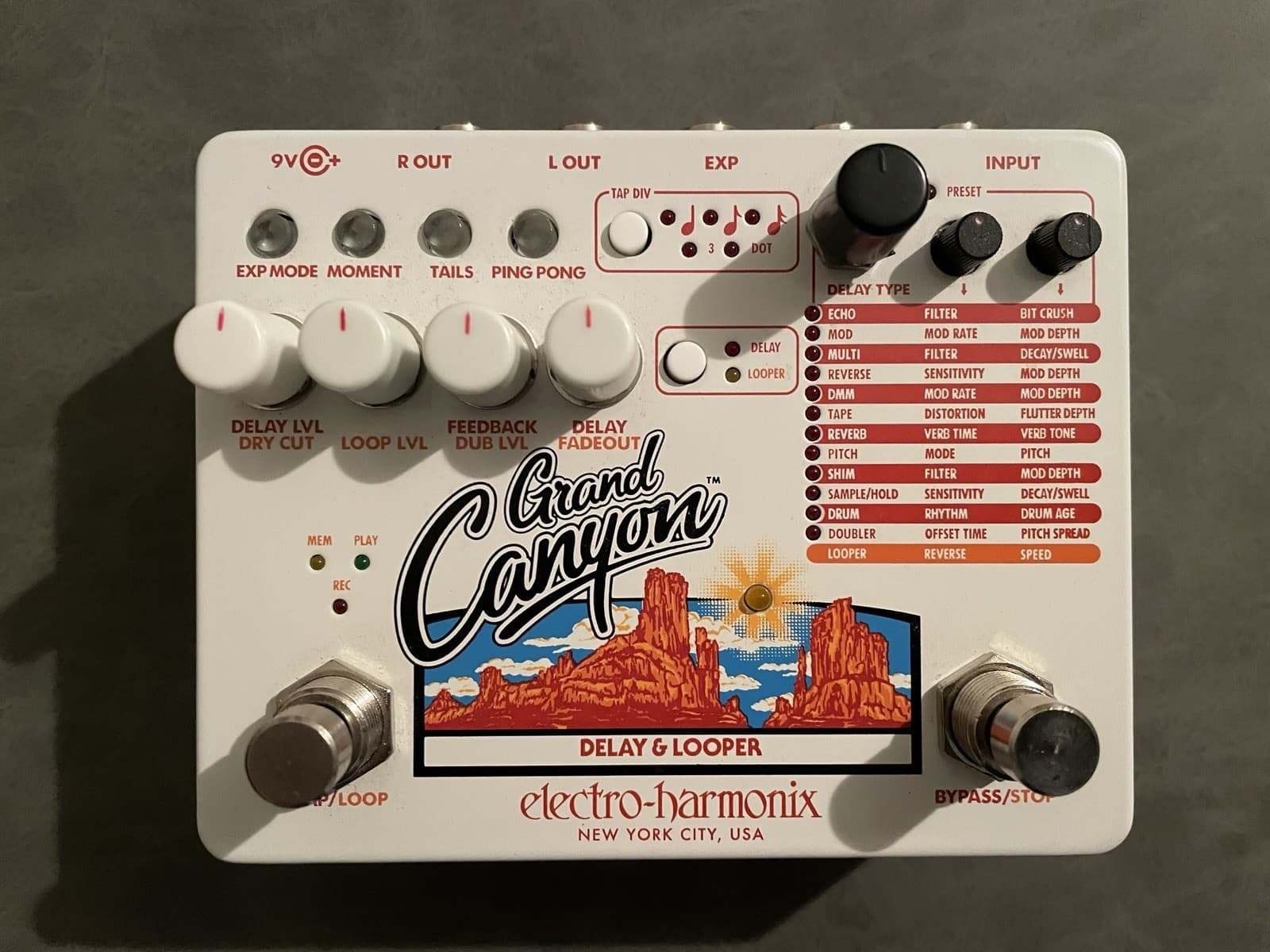 Electro-Harmonix EHX Grand Canyon Delay and Looper Guitar Pedal