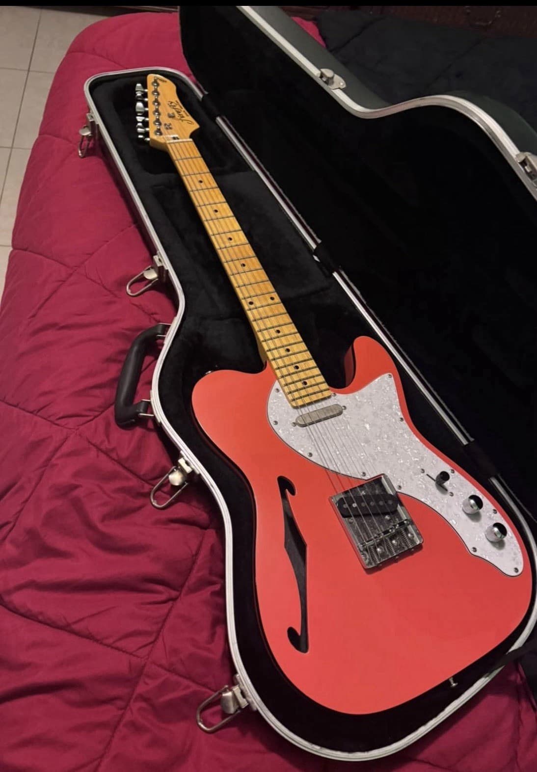 Firefly Thinline Tele Semi-Hollow Electric Guitar w Maple Neck +Hard Case