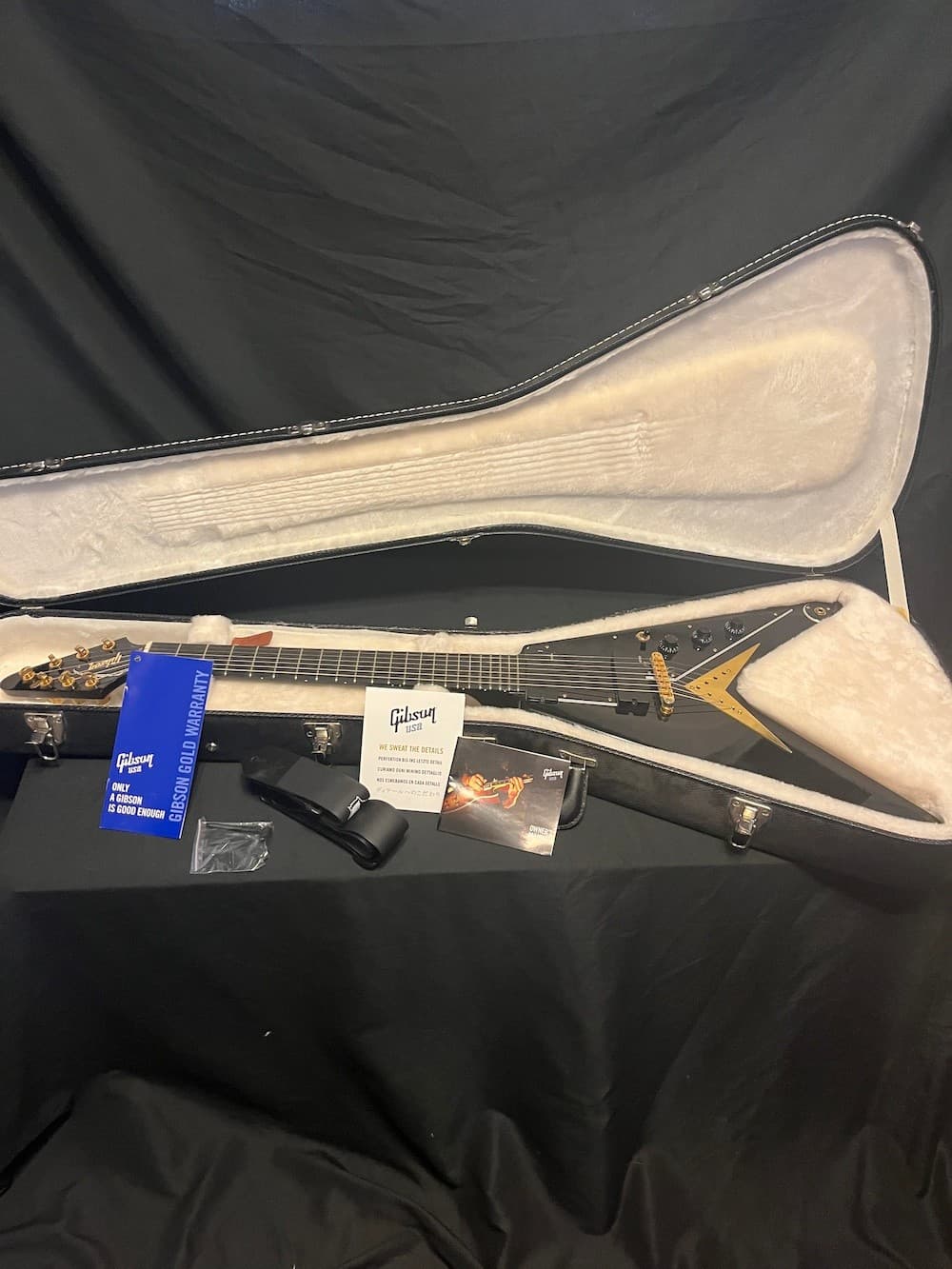2012 Gibson 7-String Flying V Guitar in Ebony EMG's W/OHSC-Rare!