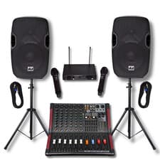 MUSYSIC Professional PA System 2000W 6 Channel Mixer 12" Speakers Wireless Mic
