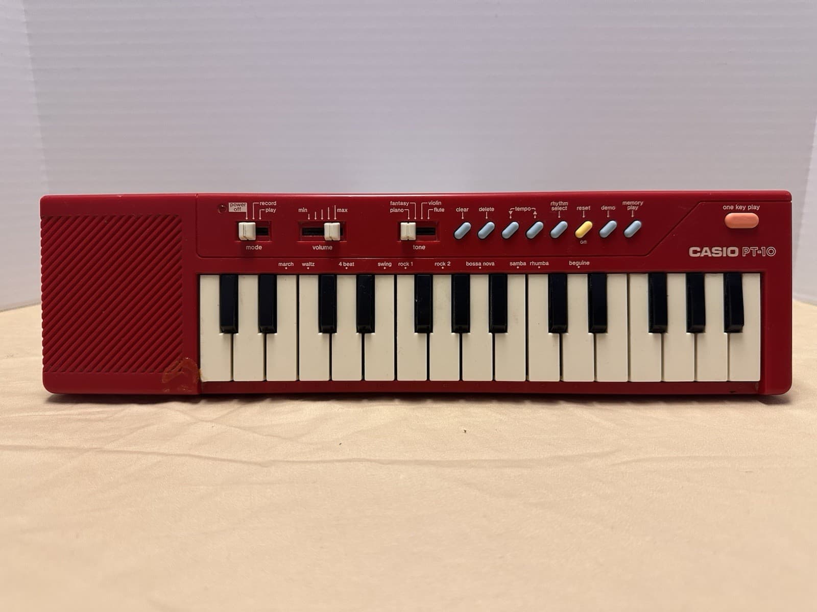 Casio PT-10 Red Electronic Keyboard Piano Synthesizer (1980s)