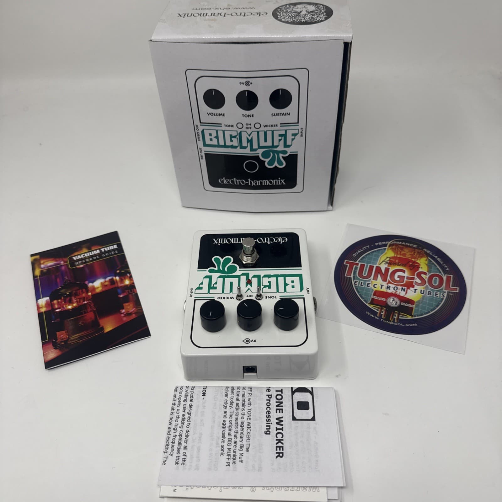 Used Electro-Harmonix EHX Big Muff Pi w/ Tone Wicker Fuzz Guitar Effects Pedal