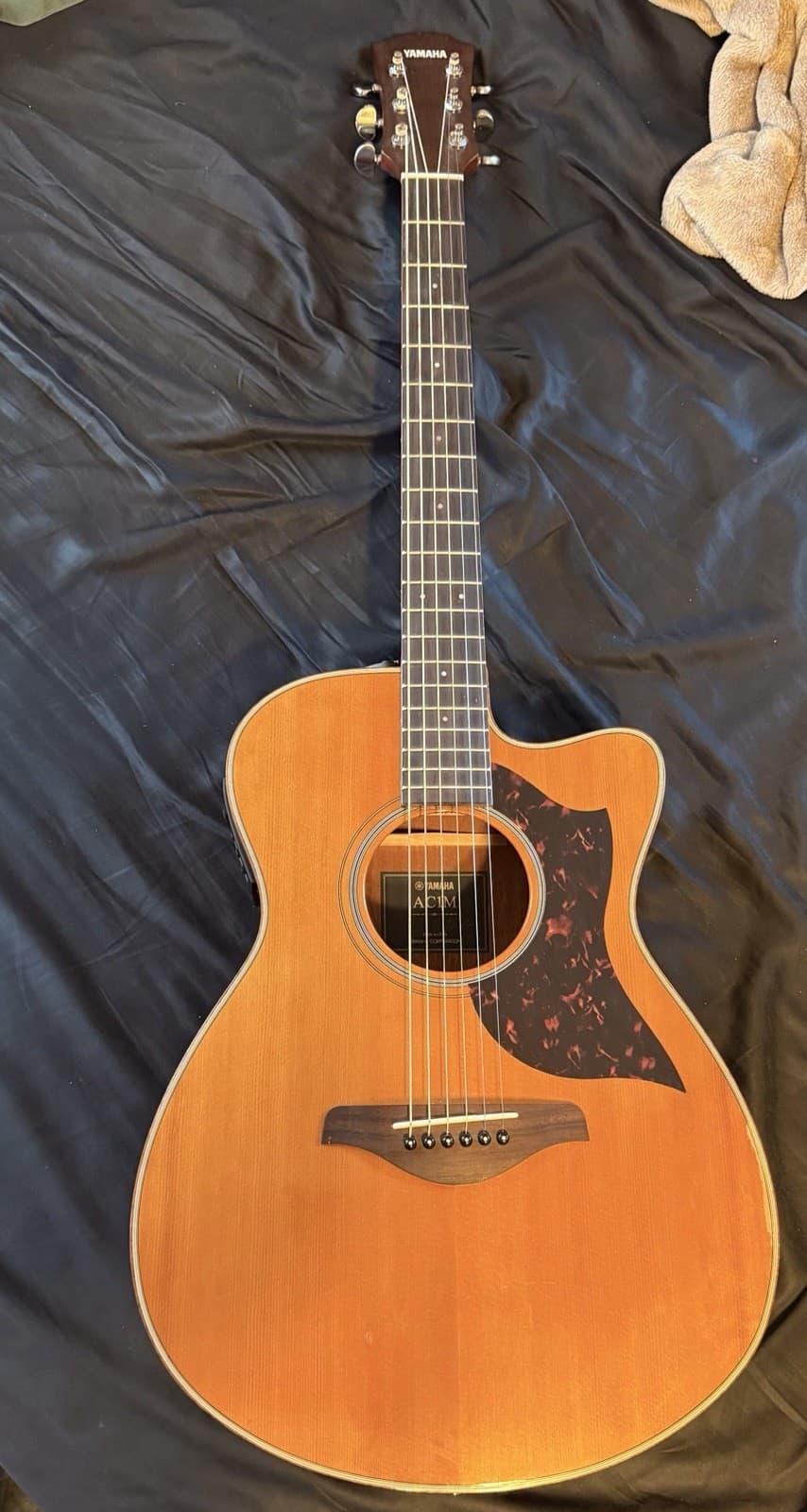 Yamaha Acoustic Guitar Concert Cutaway In Vintage Natural AND Hard Case