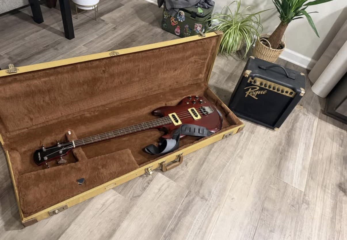 1970s Vintage Madeira Bass Guitar With Case And Rogue Amp