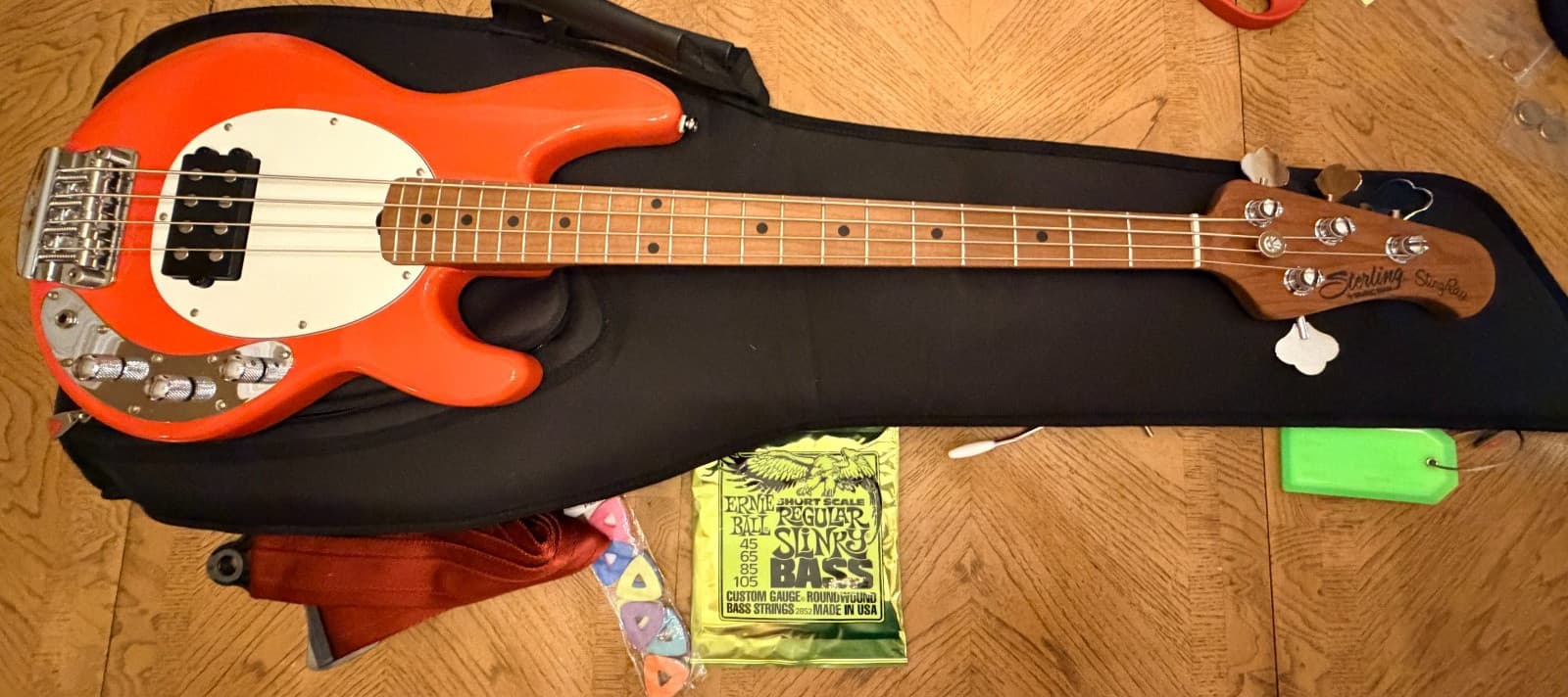 MINT - Music Man Sterling StingRay RAYSS4 Electric Bass Guitar - Fiesta Red