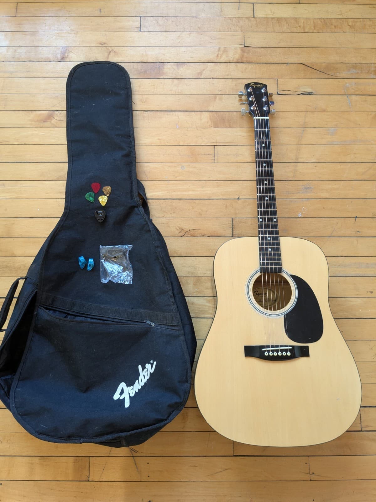 Squier By Fender Acoustic Guitar Bundle With Padded Case And Accessories
