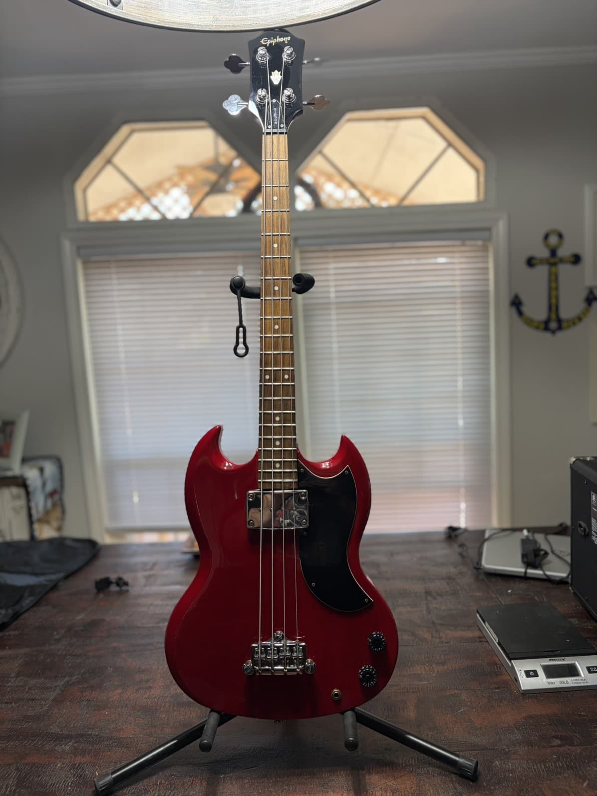 Epiphone EB-0 Bass Korea '03 Samick Cherry Red SG Short Scale Electric Bass