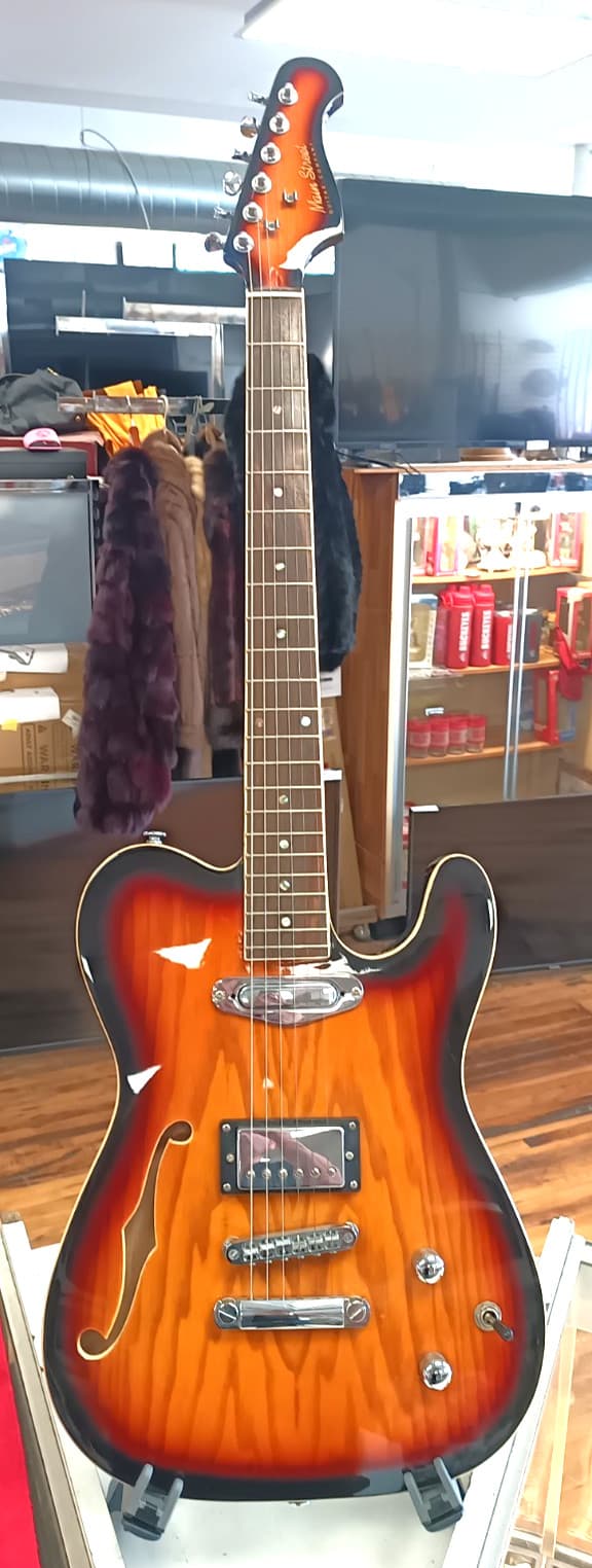 Main Street Thinline Tele Style Semi-Hollow Electric Guitar Sunburst