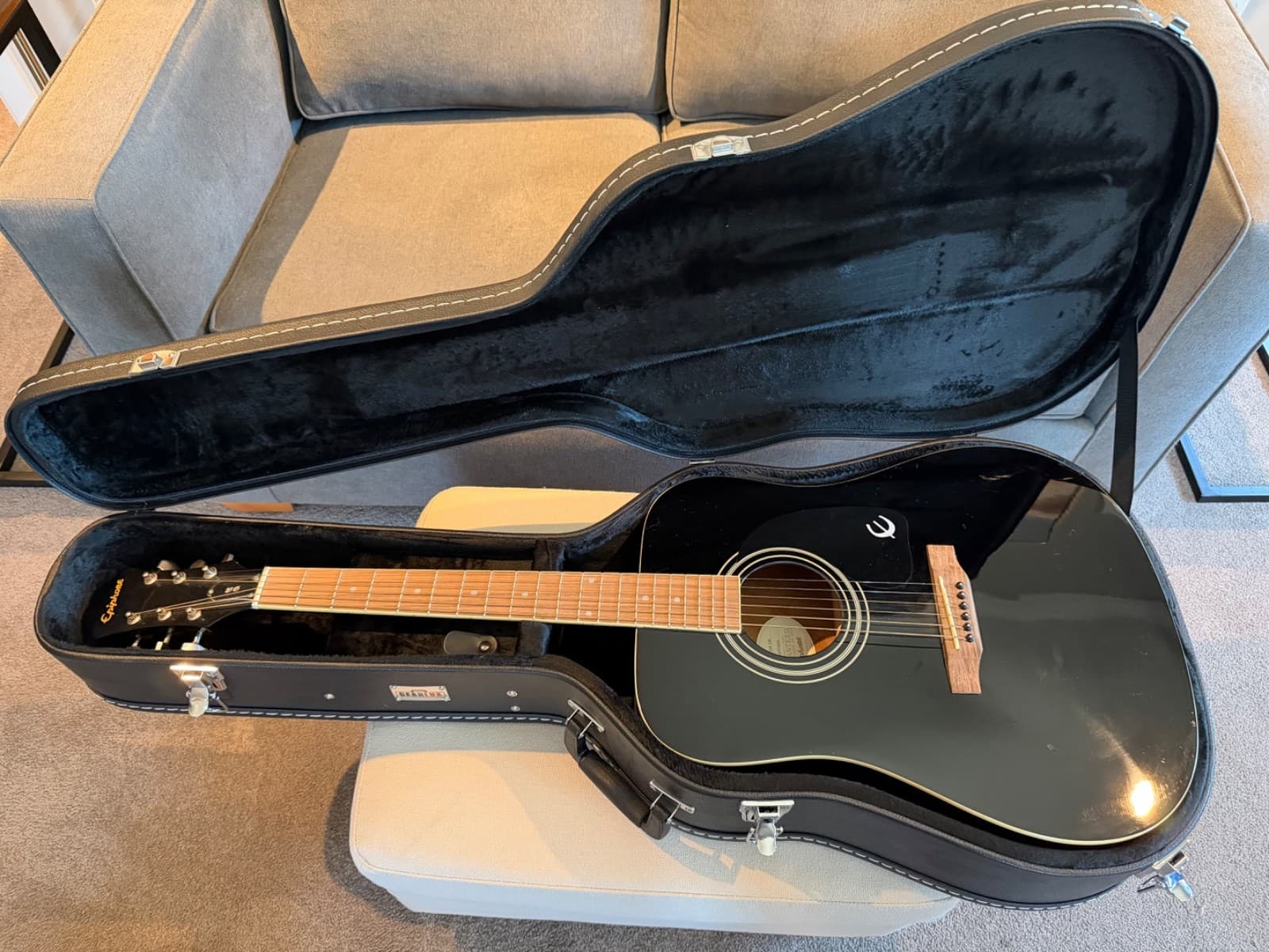Epiphone DR-100 EB Acoustic Guitar In Black with GearLux Case