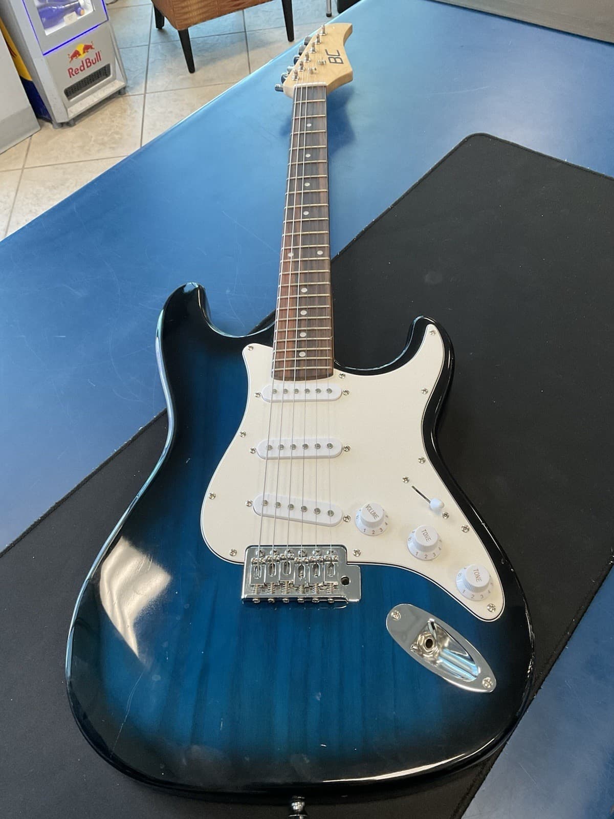 Bc Rich Strat Guitar Blue With Soft Case