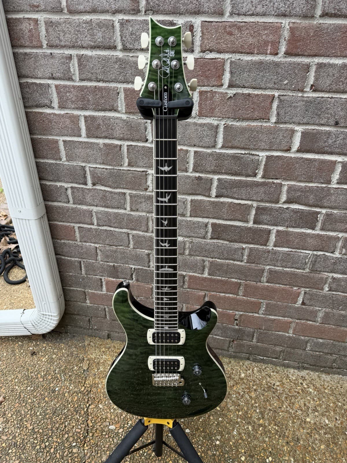 PRS SE Custom 24 Quilt Top Electric Guitar Teal Black Finish Cosmetic Issues