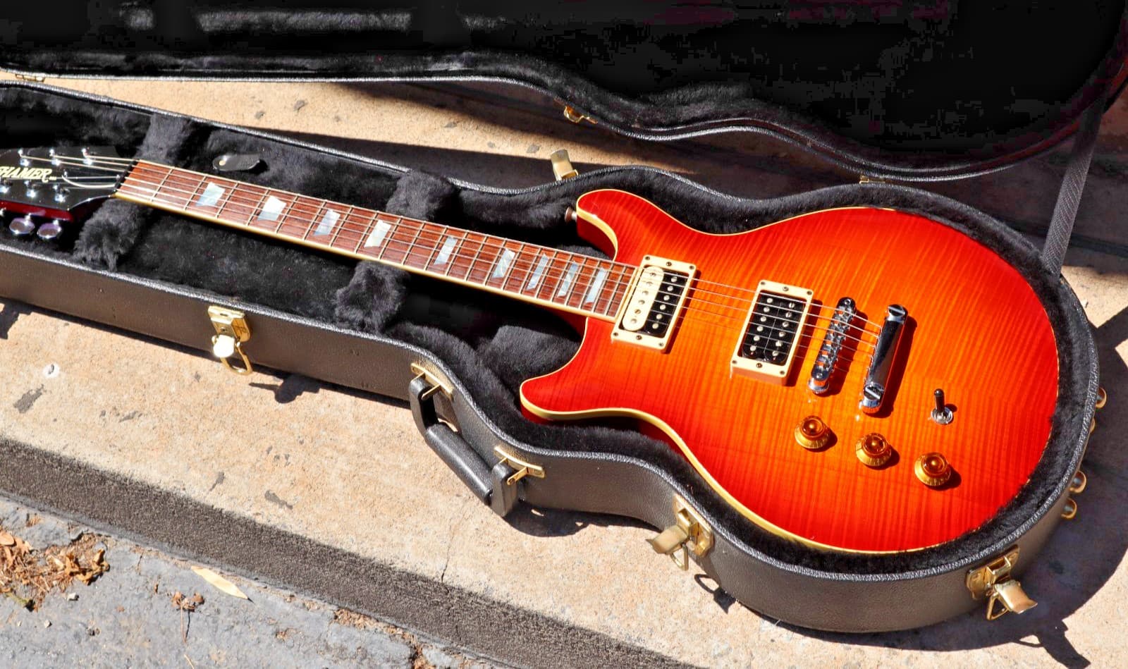 Hamer Guitar USA Left Handed Sunburst Lefty Very Clean Hardcase