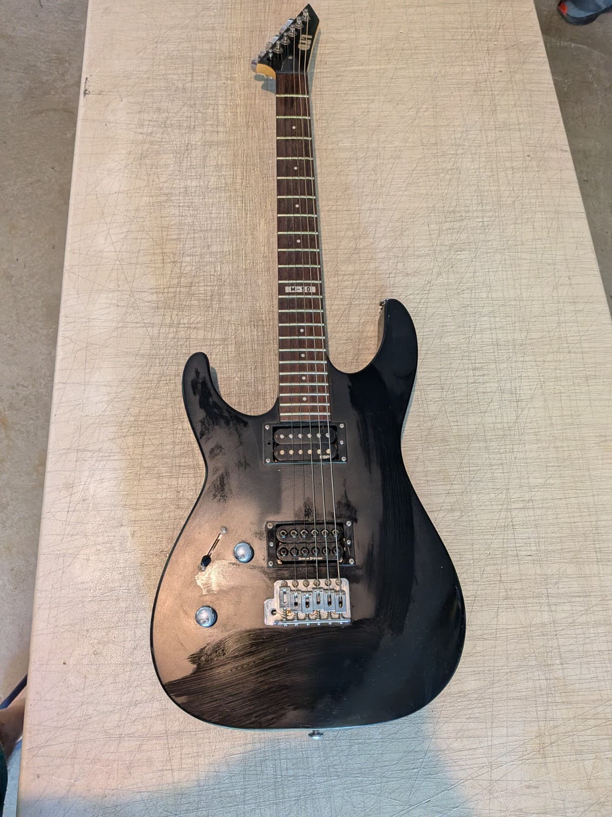 ESP LTD Black Satin M-50 6-String Electric Guitar Lefty Left Handed *NEEDS WORK*