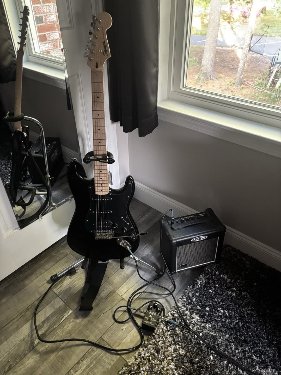 Squier Stratocaster Electric Guitar + Amp + MXR Pedal