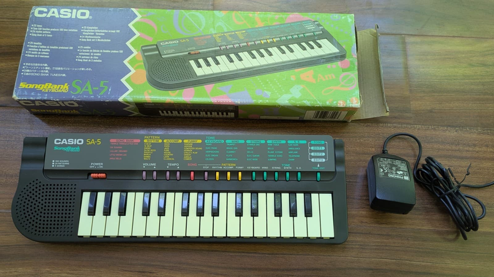 CASIO SA-5 SongBank Electric Keyboard Piano Synthesizer, w/Power Supply, Works!