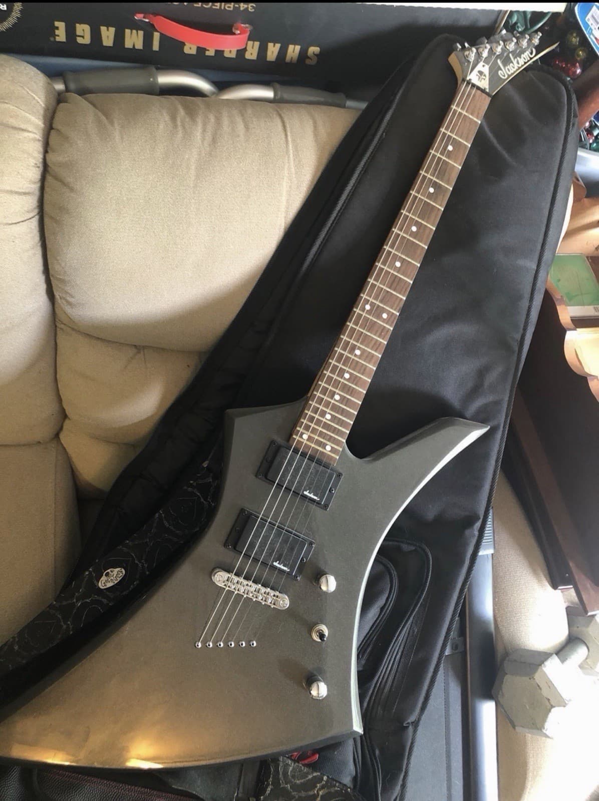 Jackson Electric Guitar Gray Solid Body 6-String Right-Handed with Gig Bag