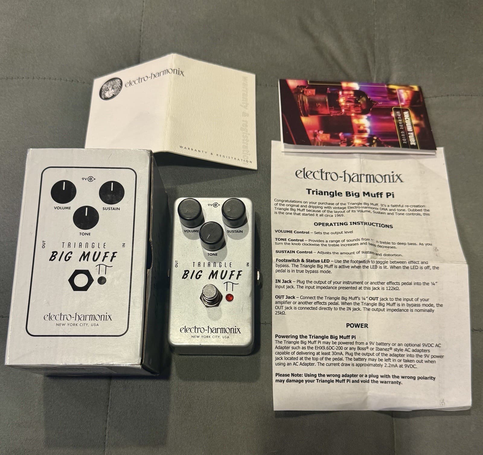 Used Electro-Harmonix EHX Triangle Big Muff Pi Fuzz Sustainer Guitar Pedal