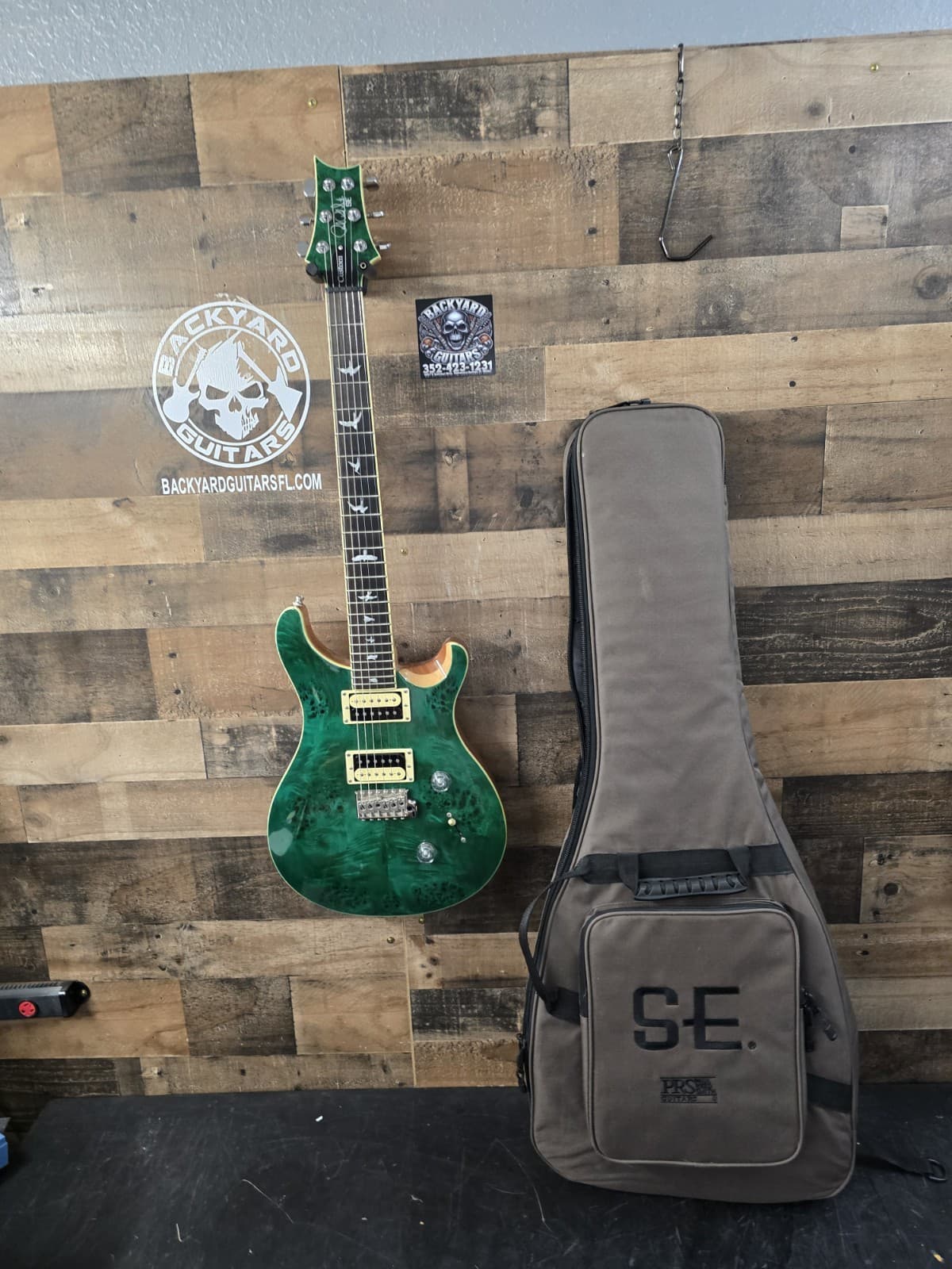 PRS SE Custom 24 Limited Edition Green Poplar Burl w/ Gig Bag Made In Korea