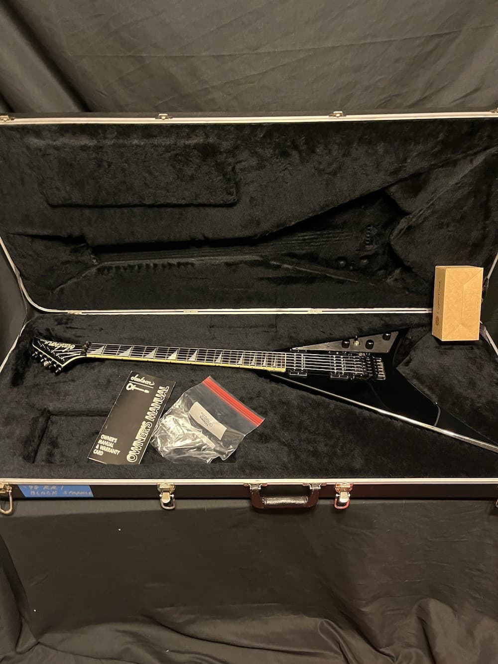 1998 Jackson USA RR1 Randy Rhoads Flying V Guitar in Black Sparkle W/OHSC