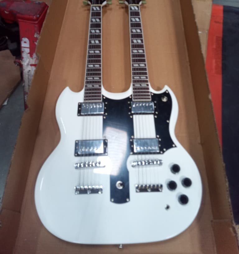 Used guitar White SG Double Neck Electric Guitar 12+6 String in good condition