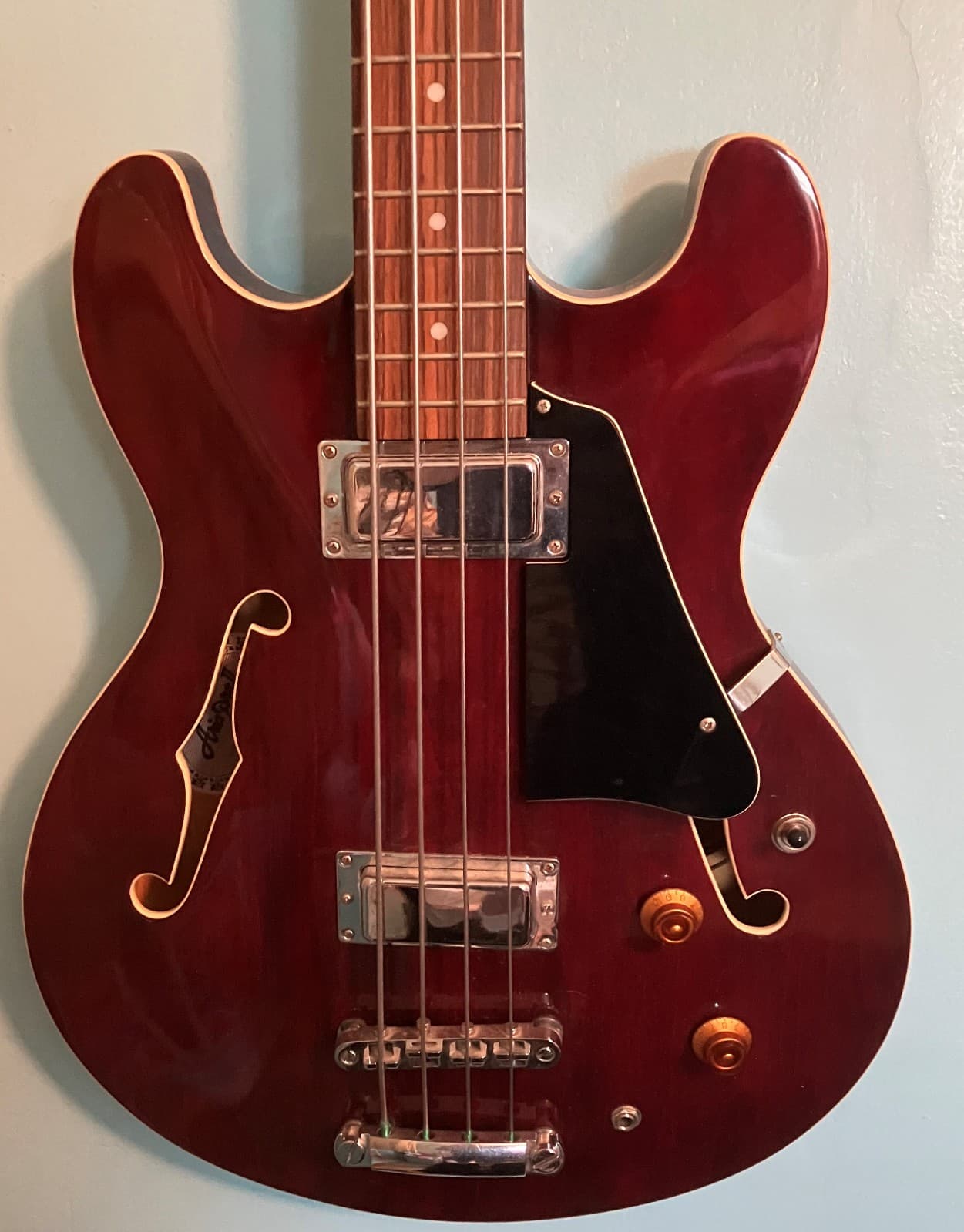 ARIA PRO II TAB66 HOLLOW BODY BASS GUITAR 4 STRING WORKS 100% PERFECT GORGEOUS