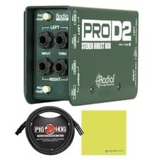 Radial DI Box PROD2 Passive Stereo DI Box Bundle with 10ft Pig Hog XLR Microp...