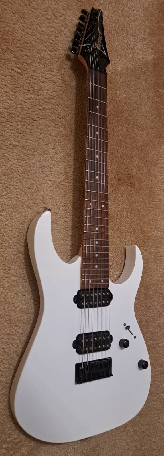 Ibanez RG7421 7-String Guitar, White, Dimarzios, Very Good!