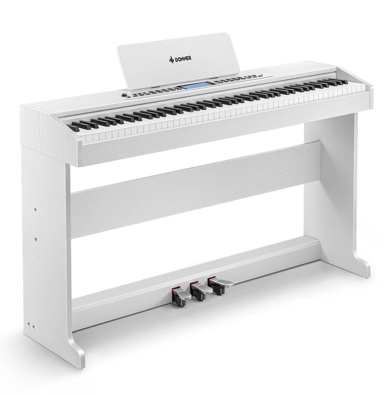 Donner DDP-95 Digital Piano Keyboard With Stand Pedal Unit Weighted Key | White