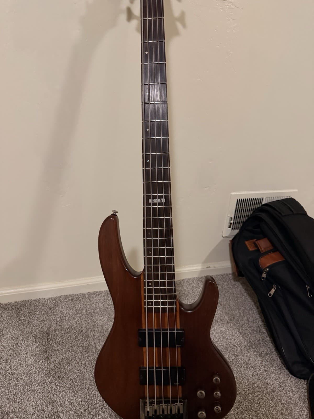 ESP LTD 5-String Electric Bass Guitar Brown Right-Handed w/ Strap, Gig Bag