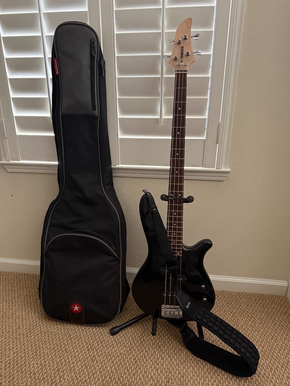 Yamaha RBX170Y Electric Bass Guitar w/ Protective Soft Case, Good Condition