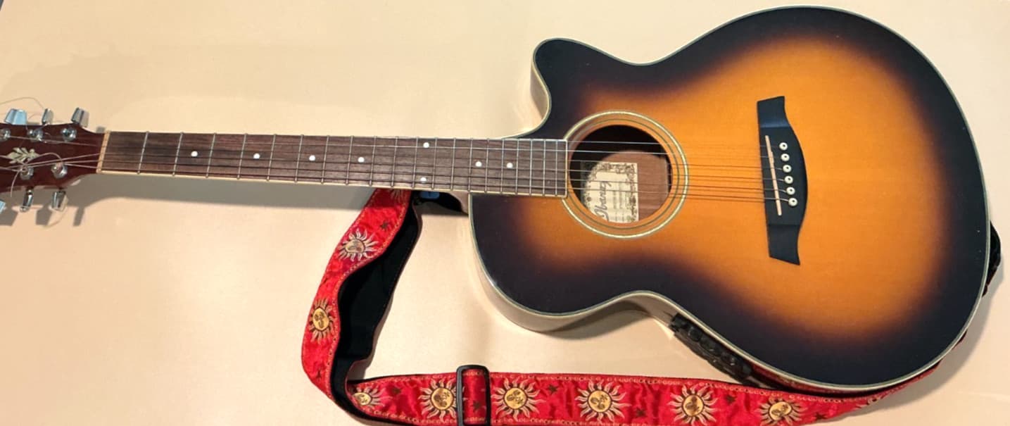 ibanez acoustic electric guitar with cord and accessories