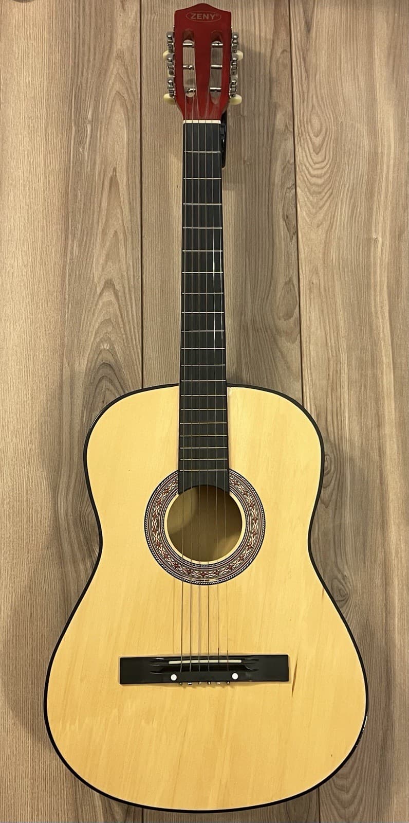 Zeny 6-String Acoustic Guitar Musical Instruments Beige Red Tested Works