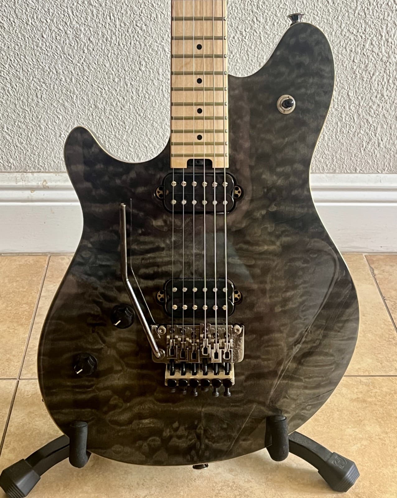 LEFTY EVH Wolfgang WG Standard Quilted Maple Left Handed LH Guitar - Trans Black