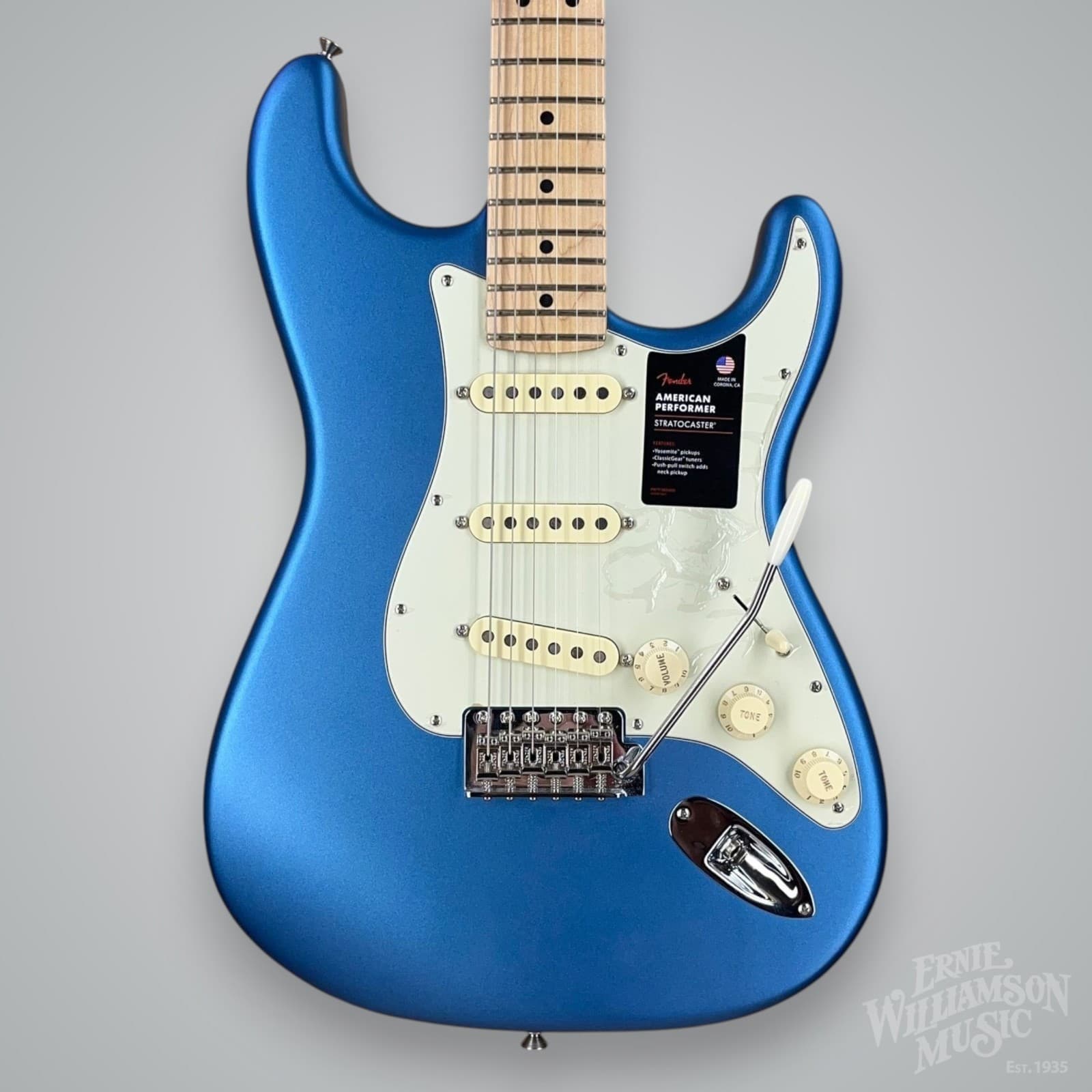 Fender American Performer Stratocaster 2022, Satin Lake Placid Blue, 7.8 lbs
