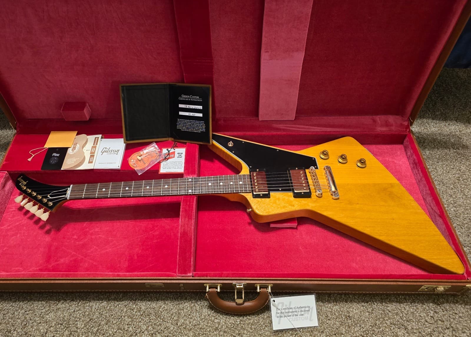 Gibson 2022 Custom Shop '58 Korina Explorer Reissue Guitar w/OHSC & COA, MINT!