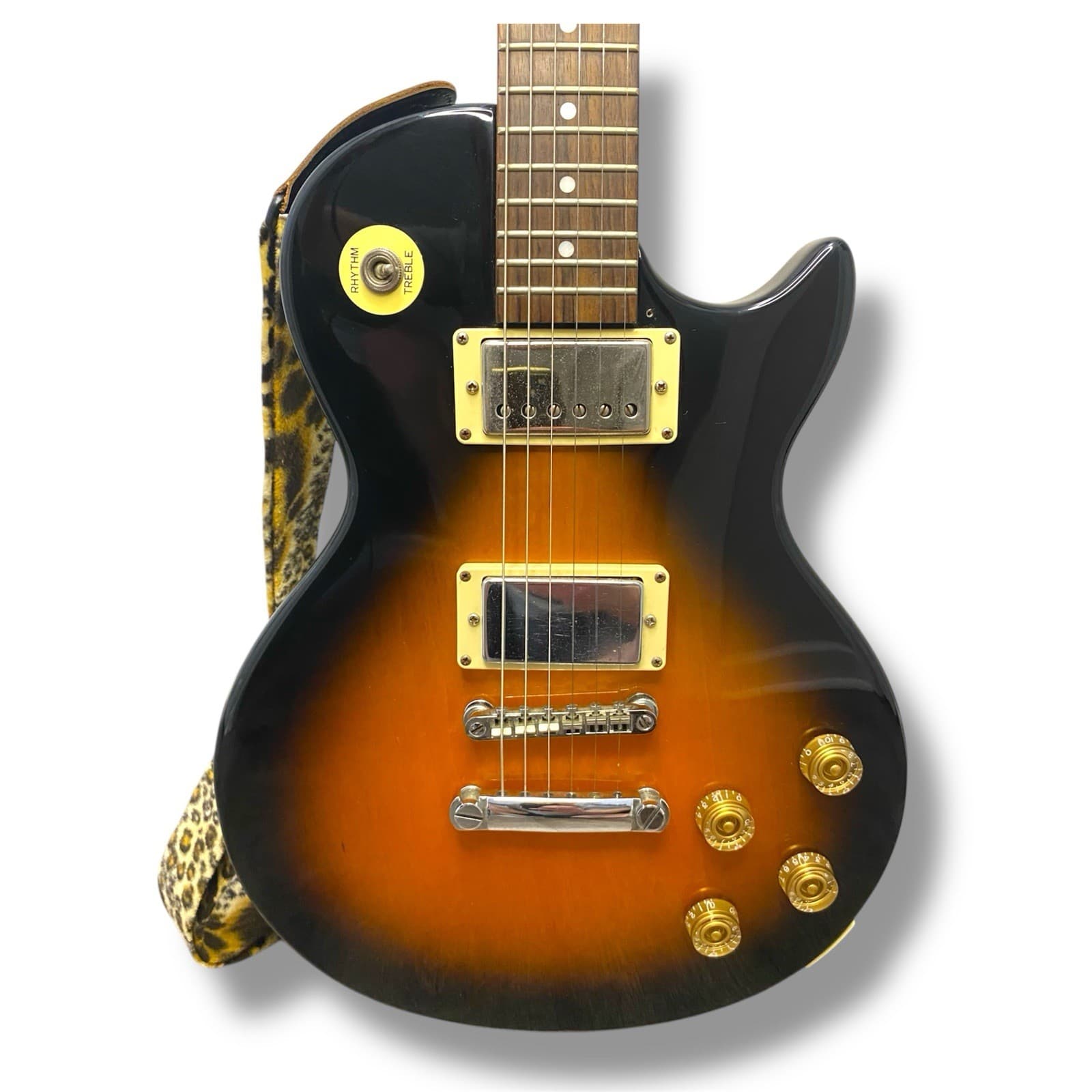 Epiphone Les Paul 100 Sunburst Electric Guitar LP-100 Levy’s Leopard Print Strap