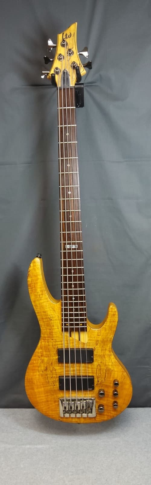 ESP LTD B-205SM 5 String Electric Bass Guitar Spalted Maple Natural Satin